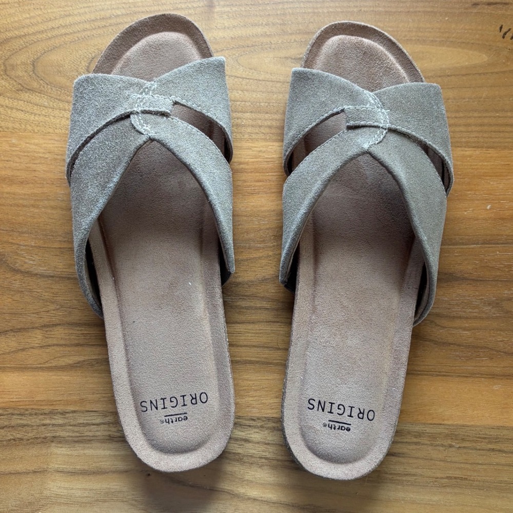 Earth Origins Suede Slide Sandals Womens 8.5 Brown Lexi Sedona Casual Comfort - Picture 6 of 6